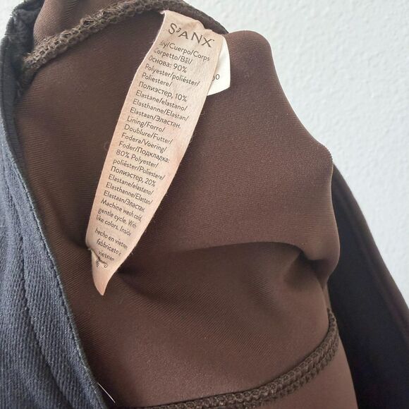 SPANX Faux Suede High Waisted Flare Leg Pants Chocolate Brown 20323Q MED Petite - Picture 7 of 9